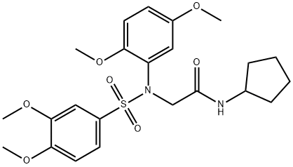 N-cyclopentyl-2-{[(3,4-dimethoxyphenyl)sulfonyl]-2,5-dimethoxyanilino}acetamide,667877-26-1,结构式