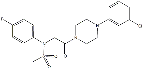 N-{2-[4-(3-chlorophenyl)-1-piperazinyl]-2-oxoethyl}-N-(4-fluorophenyl)methanesulfonamide Struktur