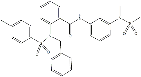 2-{benzyl[(4-methylphenyl)sulfonyl]amino}-N-{3-[methyl(methylsulfonyl)amino]phenyl}benzamide Struktur