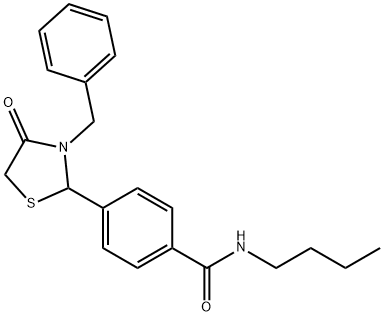 4-(3-benzyl-4-oxo-1,3-thiazolidin-2-yl)-N-butylbenzamide 结构式