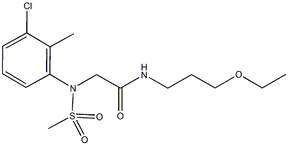 2-[3-chloro-2-methyl(methylsulfonyl)anilino]-N-(3-ethoxypropyl)acetamide 结构式