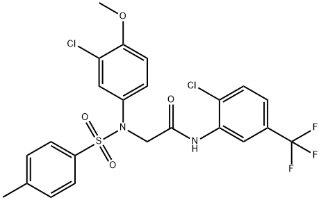 2-{3-chloro-4-methoxy[(4-methylphenyl)sulfonyl]anilino}-N-[2-chloro-5-(trifluoromethyl)phenyl]acetamide 结构式