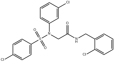 N-(2-chlorobenzyl)-2-{3-chloro[(4-chlorophenyl)sulfonyl]anilino}acetamide 化学構造式