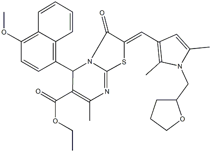 ethyl 2-{[2,5-dimethyl-1-(tetrahydro-2-furanylmethyl)-1H-pyrrol-3-yl]methylene}-5-(4-methoxy-1-naphthyl)-7-methyl-3-oxo-2,3-dihydro-5H-[1,3]thiazolo[3,2-a]pyrimidine-6-carboxylate Structure