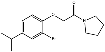 2-bromo-4-isopropylphenyl 2-oxo-2-(1-pyrrolidinyl)ethyl ether 化学構造式