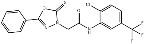 N-[2-chloro-5-(trifluoromethyl)phenyl]-2-(5-phenyl-2-thioxo-1,3,4-oxadiazol-3(2H)-yl)acetamide,667879-34-7,结构式