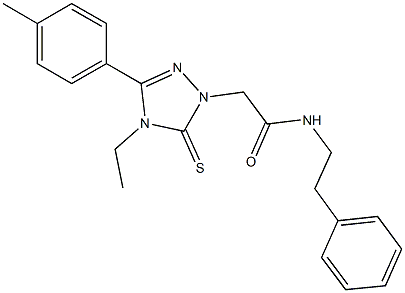 2-[4-ethyl-3-(4-methylphenyl)-5-thioxo-4,5-dihydro-1H-1,2,4-triazol-1-yl]-N-(2-phenylethyl)acetamide Struktur
