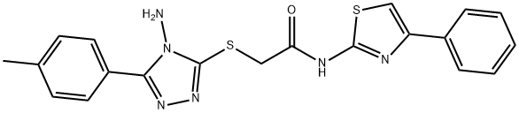 2-{[4-amino-5-(4-methylphenyl)-4H-1,2,4-triazol-3-yl]sulfanyl}-N-(4-phenyl-1,3-thiazol-2-yl)acetamide,667879-53-0,结构式