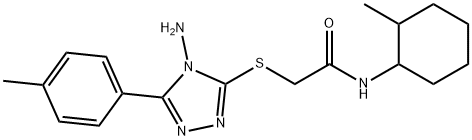2-{[4-amino-5-(4-methylphenyl)-4H-1,2,4-triazol-3-yl]sulfanyl}-N-(2-methylcyclohexyl)acetamide 结构式