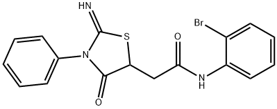N-(2-bromophenyl)-2-(2-imino-4-oxo-3-phenyl-1,3-thiazolidin-5-yl)acetamide Struktur