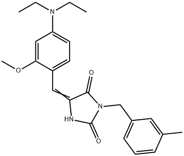 5-[4-(diethylamino)-2-methoxybenzylidene]-3-(3-methylbenzyl)-2,4-imidazolidinedione Structure