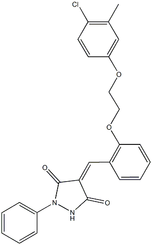 4-{2-[2-(4-chloro-3-methylphenoxy)ethoxy]benzylidene}-1-phenylpyrazolidine-3,5-dione 结构式