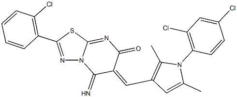 2-(2-chlorophenyl)-6-{[1-(2,4-dichlorophenyl)-2,5-dimethyl-1H-pyrrol-3-yl]methylene}-5-imino-5,6-dihydro-7H-[1,3,4]thiadiazolo[3,2-a]pyrimidin-7-one|