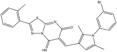 6-{[1-(3-bromophenyl)-2,5-dimethyl-1H-pyrrol-3-yl]methylene}-5-imino-2-(2-methylphenyl)-5,6-dihydro-7H-[1,3,4]thiadiazolo[3,2-a]pyrimidin-7-one Structure