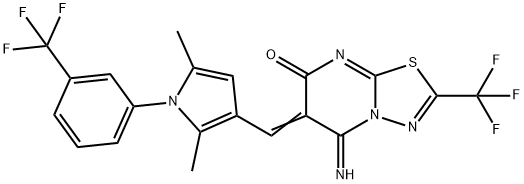 667880-59-3 6-({2,5-dimethyl-1-[3-(trifluoromethyl)phenyl]-1H-pyrrol-3-yl}methylene)-5-imino-2-(trifluoromethyl)-5,6-dihydro-7H-[1,3,4]thiadiazolo[3,2-a]pyrimidin-7-one