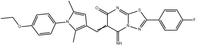 6-{[1-(4-ethoxyphenyl)-2,5-dimethyl-1H-pyrrol-3-yl]methylene}-2-(4-fluorophenyl)-5-imino-5,6-dihydro-7H-[1,3,4]thiadiazolo[3,2-a]pyrimidin-7-one Struktur