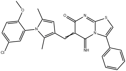 6-{[1-(5-chloro-2-methoxyphenyl)-2,5-dimethyl-1H-pyrrol-3-yl]methylene}-5-imino-3-phenyl-5,6-dihydro-7H-[1,3]thiazolo[3,2-a]pyrimidin-7-one Structure