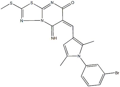 6-{[1-(3-bromophenyl)-2,5-dimethyl-1H-pyrrol-3-yl]methylene}-5-imino-2-(methylsulfanyl)-5,6-dihydro-7H-[1,3,4]thiadiazolo[3,2-a]pyrimidin-7-one,667880-64-0,结构式