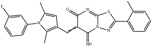 6-{[1-(3-fluorophenyl)-2,5-dimethyl-1H-pyrrol-3-yl]methylene}-5-imino-2-(2-methylphenyl)-5,6-dihydro-7H-[1,3,4]thiadiazolo[3,2-a]pyrimidin-7-one 结构式