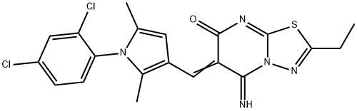 6-{[1-(2,4-dichlorophenyl)-2,5-dimethyl-1H-pyrrol-3-yl]methylene}-2-ethyl-5-imino-5,6-dihydro-7H-[1,3,4]thiadiazolo[3,2-a]pyrimidin-7-one Structure