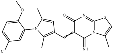 6-{[1-(5-chloro-2-methoxyphenyl)-2,5-dimethyl-1H-pyrrol-3-yl]methylene}-5-imino-3-methyl-5,6-dihydro-7H-[1,3]thiazolo[3,2-a]pyrimidin-7-one,667880-85-5,结构式