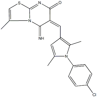 6-{[1-(4-chlorophenyl)-2,5-dimethyl-1H-pyrrol-3-yl]methylene}-5-imino-3-methyl-5,6-dihydro-7H-[1,3]thiazolo[3,2-a]pyrimidin-7-one,667881-03-0,结构式