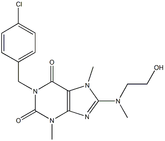 1-(4-chlorobenzyl)-8-[(2-hydroxyethyl)(methyl)amino]-3,7-dimethyl-3,7-dihydro-1H-purine-2,6-dione,667881-11-0,结构式