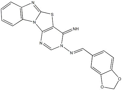 N-(1,3-benzodioxol-5-ylmethylene)-N-(4-iminopyrimido[4',5':4,5][1,3]thiazolo[3,2-a]benzimidazol-3(4H)-yl)amine,667881-76-7,结构式