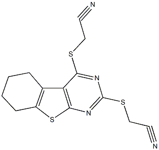 ({2-[(cyanomethyl)sulfanyl]-5,6,7,8-tetrahydro[1]benzothieno[2,3-d]pyrimidin-4-yl}sulfanyl)acetonitrile Struktur