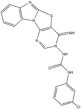 N-(3-chlorophenyl)-N'-(4-iminopyrimido[4',5':4,5][1,3]thiazolo[3,2-a]benzimidazol-3(4H)-yl)urea Structure