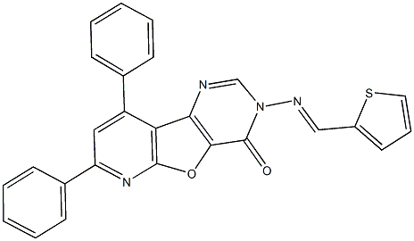 7,9-diphenyl-3-[(2-thienylmethylene)amino]pyrido[3',2':4,5]furo[3,2-d]pyrimidin-4(3H)-one,667881-88-1,结构式