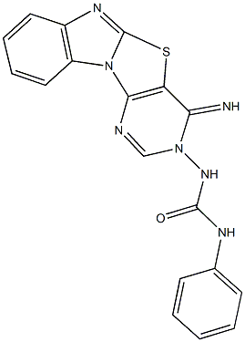 N-(4-iminopyrimido[4',5':4,5][1,3]thiazolo[3,2-a]benzimidazol-3(4H)-yl)-N'-phenylurea 化学構造式