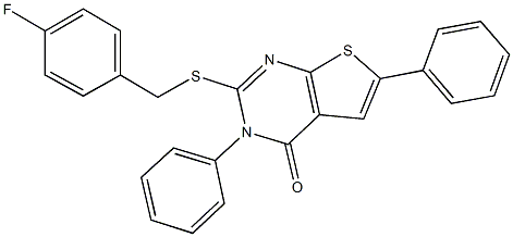 2-[(4-fluorobenzyl)sulfanyl]-3,6-diphenylthieno[2,3-d]pyrimidin-4(3H)-one,667881-99-4,结构式