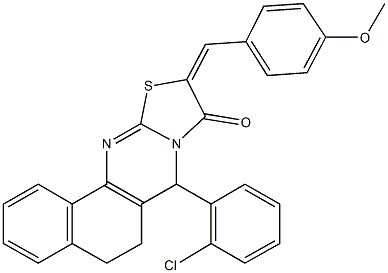 667883-23-0 7-(2-chlorophenyl)-10-(4-methoxybenzylidene)-5,7-dihydro-6H-benzo[h][1,3]thiazolo[2,3-b]quinazolin-9(10H)-one