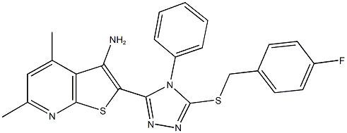 2-{5-[(4-fluorobenzyl)sulfanyl]-4-phenyl-4H-1,2,4-triazol-3-yl}-4,6-dimethylthieno[2,3-b]pyridin-3-ylamine 结构式