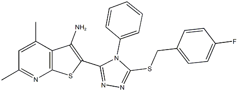 2-{5-[(4-fluorobenzyl)sulfanyl]-4-phenyl-4H-1,2,4-triazol-3-yl}-4,6-dimethylthieno[2,3-b]pyridin-3-ylamine,667883-59-2,结构式