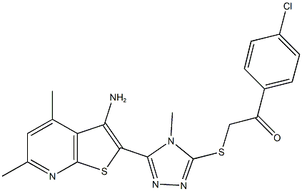 2-{[5-(3-amino-4,6-dimethylthieno[2,3-b]pyridin-2-yl)-4-methyl-4H-1,2,4-triazol-3-yl]sulfanyl}-1-(4-chlorophenyl)ethanone,667883-60-5,结构式