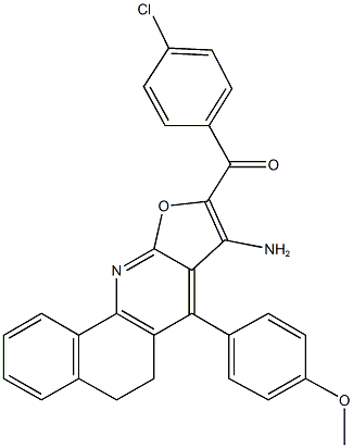 [8-amino-7-(4-methoxyphenyl)-5,6-dihydrobenzo[h]furo[2,3-b]quinolin-9-yl](4-chlorophenyl)methanone 结构式