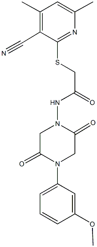 2-[(3-cyano-4,6-dimethyl-2-pyridinyl)sulfanyl]-N-[4-(3-methoxyphenyl)-2,5-dioxo-1-piperazinyl]acetamide|