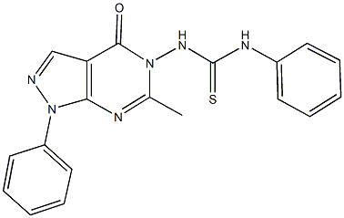 N-(6-methyl-4-oxo-1-phenyl-1,4-dihydro-5H-pyrazolo[3,4-d]pyrimidin-5-yl)-N'-phenylthiourea,667883-88-7,结构式
