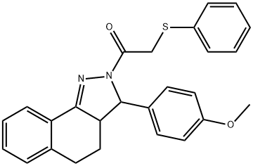 methyl 4-{2-[(phenylsulfanyl)acetyl]-3,3a,4,5-tetrahydro-2H-benzo[g]indazol-3-yl}phenyl ether Structure