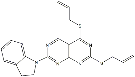 2,4-bis(allylsulfanyl)-7-(2,3-dihydro-1H-indol-1-yl)pyrimido[4,5-d]pyrimidine Structure