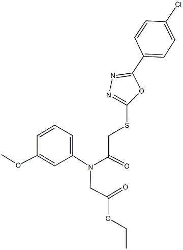 ethyl [({[5-(4-chlorophenyl)-1,3,4-oxadiazol-2-yl]sulfanyl}acetyl)-3-methoxyanilino]acetate 结构式