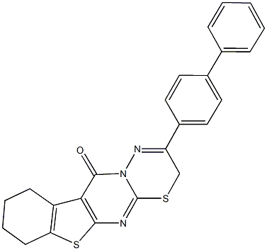 2-[1,1'-biphenyl]-4-yl-7,8,9,10-tetrahydro-3H,11H-[1]benzothieno[2',3':4,5]pyrimido[2,1-b][1,3,4]thiadiazin-11-one 结构式