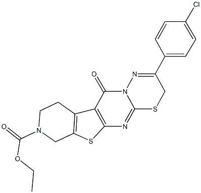 ethyl 2-(4-chlorophenyl)-11-oxo-9,10-dihydro-3H,11H-pyrido[4'',3'':4',5']thieno[2',3':4,5]pyrimido[2,1-b][1,3,4]thiadiazine-8(7H)-carboxylate Struktur