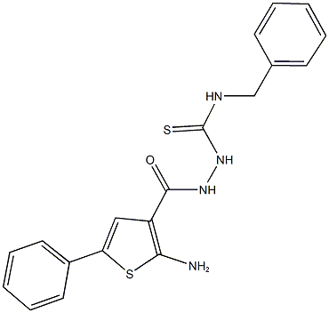 2-[(2-amino-5-phenyl-3-thienyl)carbonyl]-N-benzylhydrazinecarbothioamide Struktur