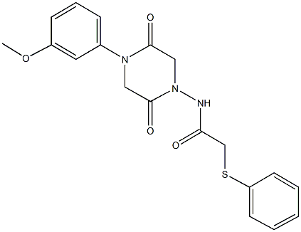 667884-50-6 N-[4-(3-methoxyphenyl)-2,5-dioxo-1-piperazinyl]-2-(phenylsulfanyl)acetamide