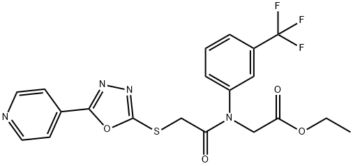 ethyl [({[5-(4-pyridinyl)-1,3,4-oxadiazol-2-yl]sulfanyl}acetyl)-3-(trifluoromethyl)anilino]acetate Structure