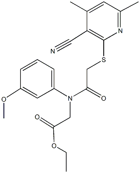 ethyl ({[(3-cyano-4,6-dimethyl-2-pyridinyl)sulfanyl]acetyl}-3-methoxyanilino)acetate 结构式