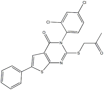 3-(2,4-dichlorophenyl)-2-[(2-oxopropyl)sulfanyl]-6-phenylthieno[2,3-d]pyrimidin-4(3H)-one Structure